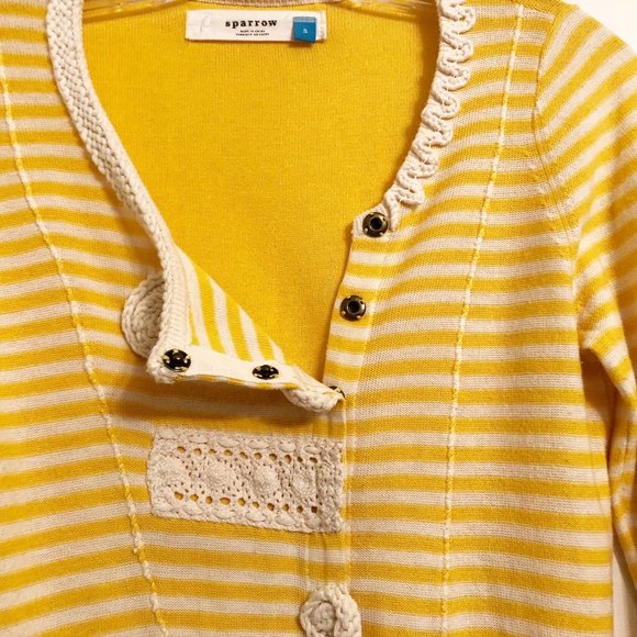 Anthropologie Field Flower Appliqué Striped Cotton Cardigan Size S Lightweight - Picture 6 of 8